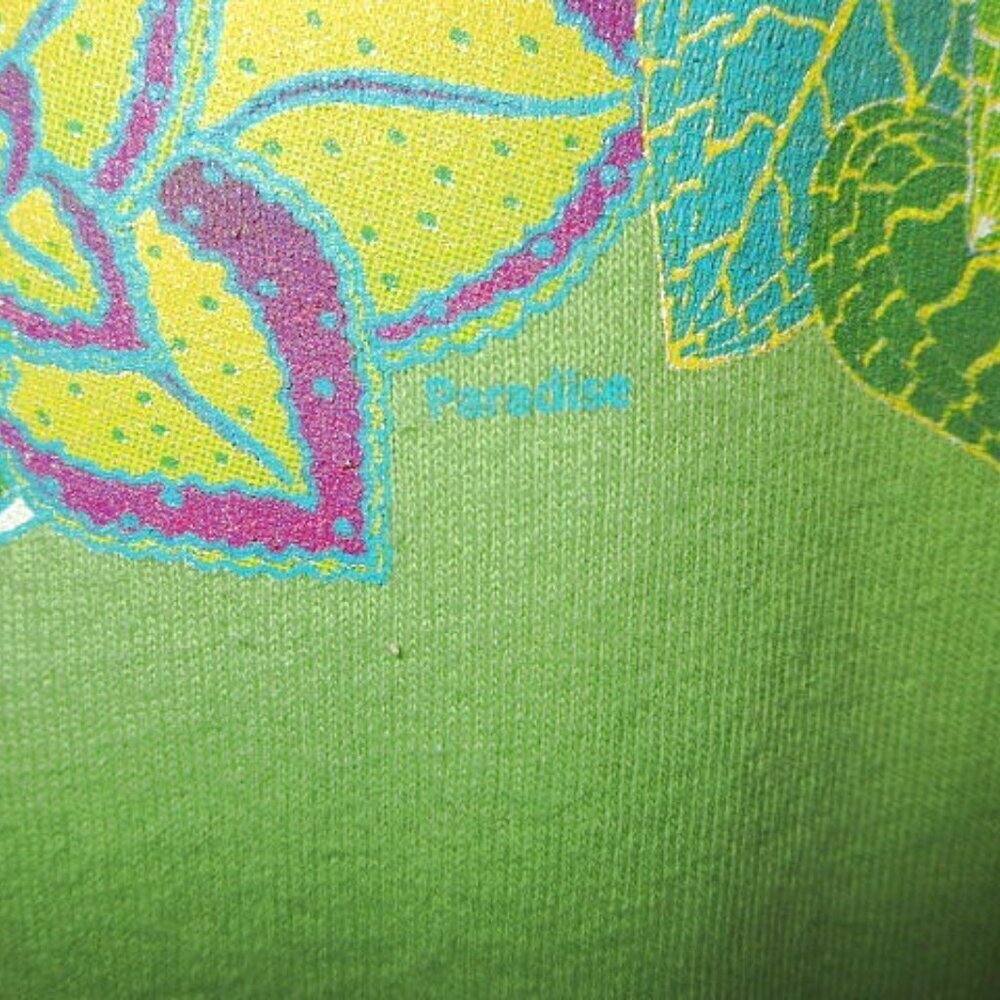 Sabaku Art Paradise T-Shirt Dress Size M Pockets Stretch Birds Lotus Floral Boho - Picture 7 of 12